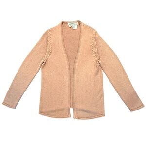 Carlisle Tan Open Weave Silk Cardigan Sweater w/ Open Front Size Medium MSRP$428